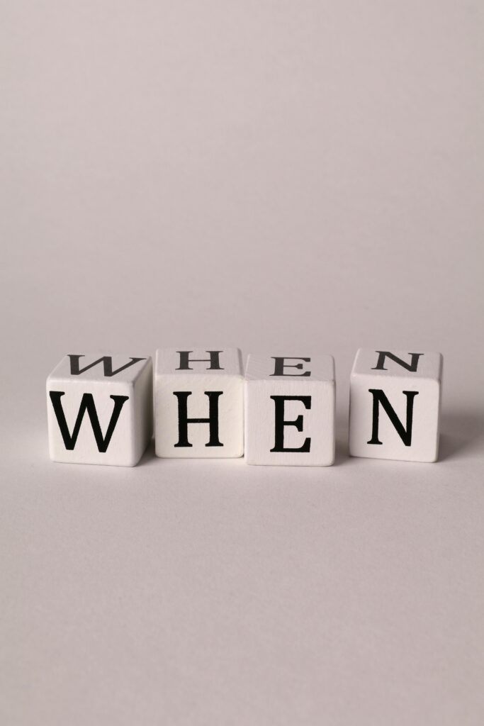 Dice spelled WHEN.