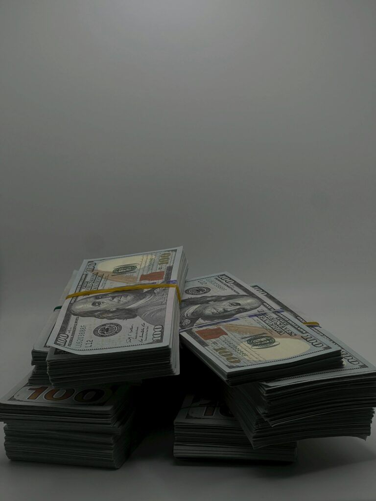 Dollar bills stacking-up